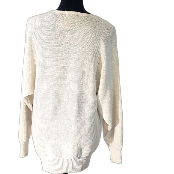 Victoria Jones Cream Floral Bead & Sequin Pull-Over Sweater Size Large NWT - Picture 4 of 10